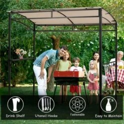 Costway 7'x4.5' Grill Gazebo Outdoor Patio Garden BBQ Canopy Shelter Storage Hook 14 Costway 7'x4.5' Grill Gazebo Outdoor Patio Garden BBQ Canopy Shelter Storage Hook -Garden & Outdoors GUEST b4c1a546 88bc 4b9e 84e2 da32ca976db4