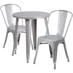 Flash Furniture Commercial Grade 24" Round Metal Indoor-Outdoor Table Set With 2 Cafe Chairs -Garden & Outdoors GUEST b63d5b52 2420 4a37 9290 5fc7309d5d77