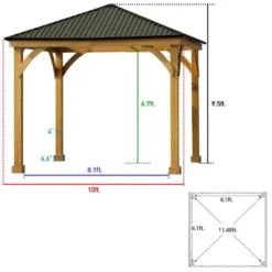 Aoodor Patio Solid Wooden Gazebo 10 X 10 Ft. Hardtop Roof For Garden -Garden & Outdoors GUEST b7d43952 f82b 4c4b a187 019689a49cd1