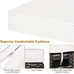 Costway 2PCS Patio Rattan Ottoman Cushioned Seat Beige -Garden & Outdoors GUEST b7f958b2 648c 4371 8ac6 a3eda38fe592