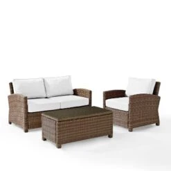 Bradenton 3pc Outdoor Conversation Set With Loveseat & Armchair With Coffee Table - Crosley -Garden & Outdoors GUEST b809dfe3 dfa6 4851 8d36 5183fd95848d