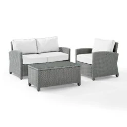 Bradenton 3pc Outdoor Conversation Set With Loveseat & Armchair With Coffee Table - Crosley -Garden & Outdoors GUEST b8f1f374 f369 446d b9c7 9135c9078e6c