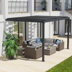 Aoodor Outdoor Louvered Pergola Adjustable Louvered Sloping Roof Wall-Mounted Pergola 18 Aoodor Outdoor Louvered Pergola Adjustable Louvered Sloping Roof Wall-Mounted Pergola -Garden & Outdoors GUEST b953dcee 8449 414a 8394 ad0bb6c24a89