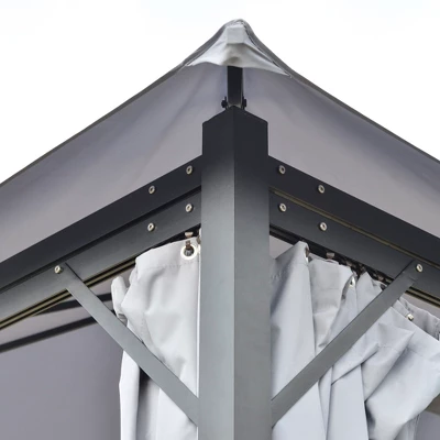 Outsunny 13' X 10' Outdoor Patio Gazebo Soft Top Canopy With PA Coated Polyester Roof, Steel/Aluminum Frame, Curtains & Netting Sidewalls, Gray 4 Outsunny 13' X 10' Outdoor Patio Gazebo Soft Top Canopy With PA Coated Polyester Roof, Steel/Aluminum Frame, Curtains & Netting Sidewalls, Gray - Image 4