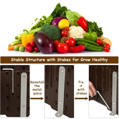 Costway 48.5'' Raised Garden Bed Square Plant Box Planter Flower Vegetable Brown 8 Costway 48.5'' Raised Garden Bed Square Plant Box Planter Flower Vegetable Brown - Image 8