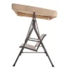 SUGIFT Patio 3 Seats Canopy Swing Glider Porch Swing With Stand-Beige