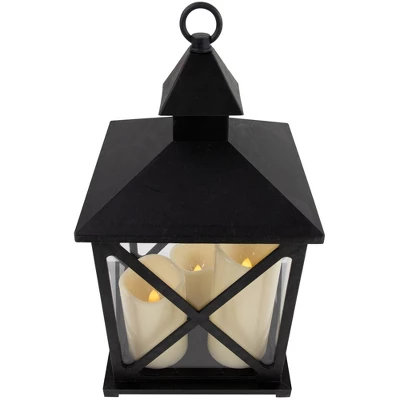 Northlight 12.5" Black Candle Lantern With 3 Flameless LED Candles 4 Northlight 12.5" Black Candle Lantern With 3 Flameless LED Candles - Image 4