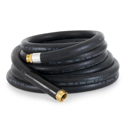Apache 98108802 25 Foot Industrial Rubber Garden Water Hose With Heavy Duty MGHT X FGHT Brass Fittings And 1 Bend Restrictor, Black (3 Pack) 1 Apache 98108802 25 Foot Industrial Rubber Garden Water Hose With Heavy Duty MGHT X FGHT Brass Fittings And 1 Bend Restrictor, Black (3 Pack)