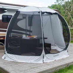 Leedor Outdoor Pop Up Portable Screen Tent With Mesh Netting Fiberglass Gazebo Gray -Garden & Outdoors GUEST bd4216ab c71f 413d a2f5 66a922655307