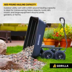 Gorilla Carts 600 Pound Capacity Heavy Duty Poly Garden Landscape Outdoor Yard Hauling Utility Wagon Dump Cart With 10 Inch Pneumatic Tires, Black -Garden & Outdoors GUEST bdb8a5a6 5efb 47af 8f0d aefcaa1ae36d