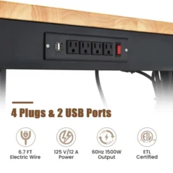 Costway 48" Adjustable Work Bench Heavy-Duty Steel Frame Worktable With Power Outlets -Garden & Outdoors GUEST bdd92a8e e593 492b 8536 4d3cf95d7afd