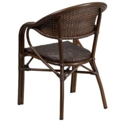 Merrick Lane Wicker Rattan Patio Chair With Curved Back And Aluminum Bamboo Frame -Garden & Outdoors GUEST bece2225 6b15 4b9d 8254 a3e7008b4327