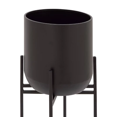 Olivia & May Modern With Stand Iron Planter Pots Black 2 Olivia & May Modern With Stand Iron Planter Pots Black - Image 2