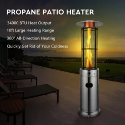 Costway 34000 BTU Patio Heaters Stainless Steel Round Propane Glass Tube Flame W/Wheels -Garden & Outdoors GUEST bf89b9a1 039c 40a7 9f82 16f4a5a49430