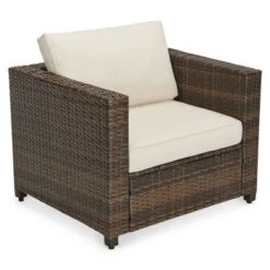 4pc Wicker Patio Sectional Seating Set - Beige - EDYO LIVING -Garden & Outdoors GUEST bfa5be6a c4fc 4f29 983e 64fe39d6ce94