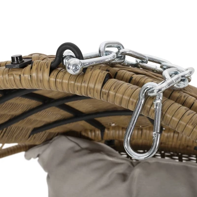 Greystone Indoor/Outdoor Wicker Hanging Chair With 8' Chain - Light Brown/Beige - Christopher Knight Home 8 Greystone Indoor/Outdoor Wicker Hanging Chair With 8' Chain - Light Brown/Beige - Christopher Knight Home - Image 8