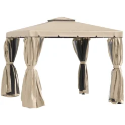 Outsunny 10' X 10' Patio Gazebo Outdoor Canopy Shelter With Double Vented Roof, Netting And Curtains For Garden, Lawn, Backyard And Deck 15 Outsunny 10' X 10' Patio Gazebo Outdoor Canopy Shelter With Double Vented Roof, Netting And Curtains For Garden, Lawn, Backyard And Deck -Garden & Outdoors GUEST c2fc1cfb b719 4faf 8884 27370d9a0c44