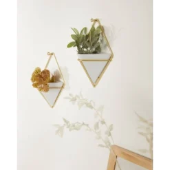Set Of 2 Trigg Wall Display Planters White/Brass - Umbra -Garden & Outdoors GUEST c3569786 7422 4ba9 9e3b 2bbe824bd355