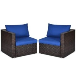 Costway 4PCS Patio Rattan Corner Sofa Sectional Furniture SetBlueBeigeNavy Cushion -Garden & Outdoors GUEST c374fb0d 0d94 4804 abd1 5ea9cff08064