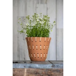 Natural Handthrown Terracotta Planter With Woven Rattan Accents - Foreside Home & Garden -Garden & Outdoors GUEST c3d18cb4 8734 4df7 b079 2429c2ba19ed