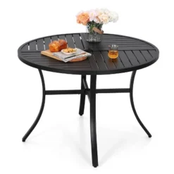 5pc Outdoor Dining Set With Metal Slat Round Table With Umbrella Hole - Captiva Designs -Garden & Outdoors GUEST c3d4021d e4c8 44ff 8130 64c4fafcfa0d