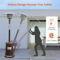 Costway 48000 BTU Propane Patio Heater Standing LP Gas Steel W/ Wheels Bronze -Garden & Outdoors GUEST c49f12a1 b57e 4f48 a009 1f5058f2e8ae