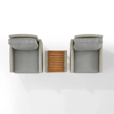 Capella 3pc Outdoor Wicker Chair Set - Gray - Crosley 4 Capella 3pc Outdoor Wicker Chair Set - Gray - Crosley - Image 4