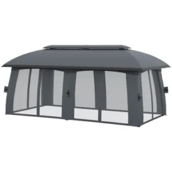 Outsunny 10' X 20' Patio Gazebo, Outdoor Gazebo Canopy Shelter With Netting & Curtains, Vented Roof, Steel Frame For Garden And Lawn -Garden & Outdoors GUEST c4ec55bb 7add 4b85 9656 25af4e5be123