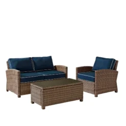 Bradenton 3pc Outdoor Conversation Set With Loveseat & Armchair With Coffee Table - Crosley -Garden & Outdoors GUEST c5d7cc95 06f5 4dcc 914a 5796649fd182