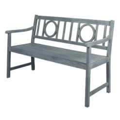 Apollo 3-Seat Circle-Back Acacia Wood Outdoor Garden Patio Bench - JONATHAN Y -Garden & Outdoors GUEST c626b1ea bb3d 43bd 8b90 57364b363629