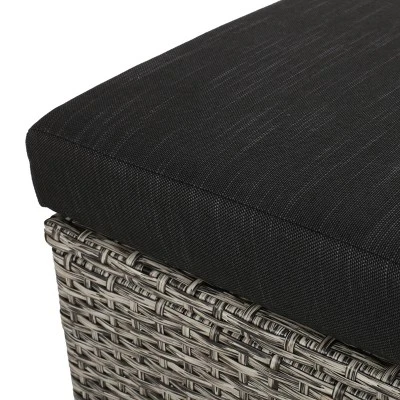 Puerta 2pk Outdoor Wicker Ottomans With Cushions - Black/Dark Gray - Christopher Knight Home 9 Puerta 2pk Outdoor Wicker Ottomans With Cushions - Black/Dark Gray - Christopher Knight Home - Image 9