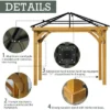 Aoodor Patio Solid Wooden Gazebo 10 X 10 Ft. Hardtop Roof For Garden