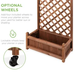 Best Choice Products Set Of 2 48in Wood Planter Box & Diamond Lattice Trellis, W/ Drainage, Optional Wheels - Walnut 8 Best Choice Products Set Of 2 48in Wood Planter Box & Diamond Lattice Trellis, W/ Drainage, Optional Wheels - Walnut -Garden & Outdoors GUEST c6f57624 ec21 4fed a239 ff6f50c260e7