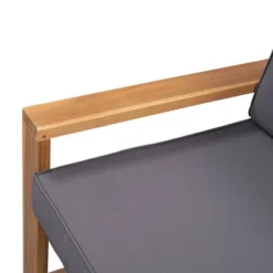 3pc Outdoor Acacia Wood Sectional Conversation Set With Cushions - Gray - GODEER -Garden & Outdoors GUEST c80f7d19 c156 402b bab9 6cab69a76aea