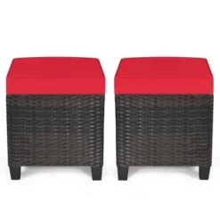 Costway 2PCS Patio Rattan Ottoman Cushioned Seat Foot Rest Coffee Table Red -Garden & Outdoors GUEST c85bad6d c13a 4e1d 8e3b d9bf44565cae