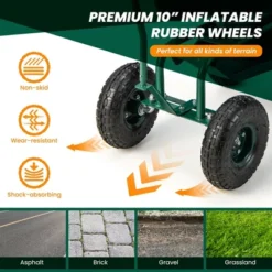 Costway Rolling Garden Cart Outdoor Gardening Workseat With Adjustable Height &Tool Storage -Garden & Outdoors GUEST c86dc38b 1e50 4005 93be b054c5110348