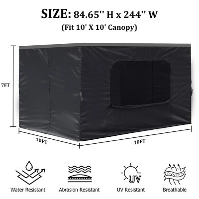 Aoodor Canopy Sidewall Replacement With 2 Side Zipper And Windows For 10' X 10' Pop Up Canopy Tent (Sidewall Only) 3 Aoodor Canopy Sidewall Replacement With 2 Side Zipper And Windows For 10' X 10' Pop Up Canopy Tent (Sidewall Only) - Image 3