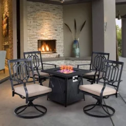 28" Outdoor Gas Fire Pit Table With Lid & Glass - Captiva Designs -Garden & Outdoors GUEST c8f8d994 9b15 432b 88c3 47dcc4bbed7e