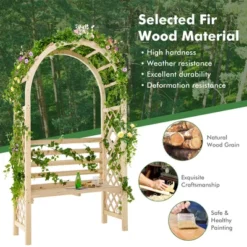 Costway Wooden Garden Bench Arch Pergola Outdoor Arbor W/backrest Patio Trellis Pergola -Garden & Outdoors GUEST c9b3e88a f3db 4219 85ae 21c007e2aa1f