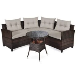 Costway 4PCS Outdoor Patio Rattan Furniture Set Cushioned Sofa Table 17 Costway 4PCS Outdoor Patio Rattan Furniture Set Cushioned Sofa Table -Garden & Outdoors GUEST ca25a61b 6255 4950 b9a5 56bda7c1df57