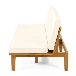 Jill Outdoor Acacia Wood Convertible Daybed With Cushions Teak/Beige - Christopher Knight Home -Garden & Outdoors GUEST ca6d953d eea0 4111 89e7 389355abf09f