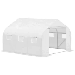 Outsunny 11.5' X 9.8' X 6.5' Outdoor Walk-In Tunnel Greenhouse Hot House With Roll-up Windows, Zippered Door, PE Cover, White -Garden & Outdoors GUEST ca9f4144 5014 46bf 90c2 34330dd6ce3e