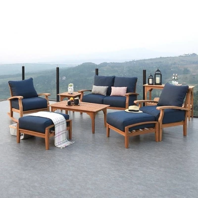 Cambridge Casual Caterina Teak Outdoor Patio Ottoman With Cushion 7 Cambridge Casual Caterina Teak Outdoor Patio Ottoman With Cushion - Image 7