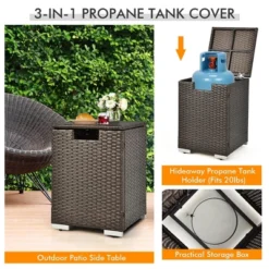 Costway 32''x 20'' Propane Rattan Fire Pit Table Set W/ Side Table Tank & Cover 40,000 BTU 15 Costway 32''x 20'' Propane Rattan Fire Pit Table Set W/ Side Table Tank & Cover 40,000 BTU -Garden & Outdoors GUEST cc42f036 e9da 4c3a 95e2 408f687c4e04