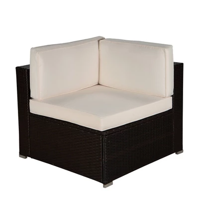 6pc Outdoor Rattan Wicker Conversation Set With Sofa, Chairs & Coffee Table - Brown/Beige - GODEER 6 6pc Outdoor Rattan Wicker Conversation Set With Sofa, Chairs & Coffee Table - Brown/Beige - GODEER - Image 6