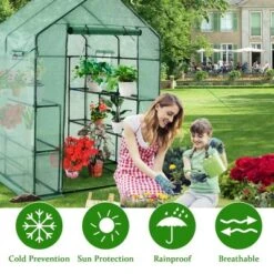 Costway Walk-in Greenhouse 56''x56''x77'' Gardening W/Observation Windows 2 Tier 8 Shelves -Garden & Outdoors GUEST ccb181c0 1808 4704 9b41 b678ad09f160