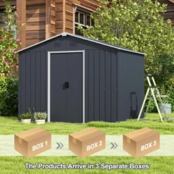 Costway 5.7 FT X 7.5 FT Outside Storage Shed Double Door Outdoor Tool House WithAir Window -Garden & Outdoors GUEST ccbbe21e 77a3 4ebe bd04 43692432ebb1