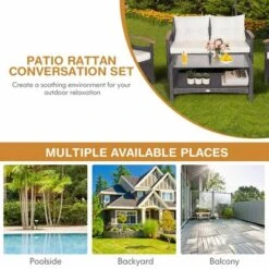 Costway 4PCS Patio Rattan Furniture Set Cushioned Sofa Storage Table Off -Garden & Outdoors GUEST ccdbabd1 2348 4d8e 9a74 16514ac79e51