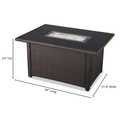 Endless Summer 44 X 32" Rectangular 40,000 BTU Liquid Propane Gas Outdoor Fire Pit Table W/ White Fire Glass, Center Insert And Cover, Brown/Black 1 Endless Summer 44 X 32" Rectangular 40,000 BTU Liquid Propane Gas Outdoor Fire Pit Table W/ White Fire Glass, Center Insert And Cover, Brown/Black