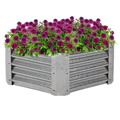 Sunnydaze Decor Sunnydaze Outdoor Lawn And Garden Galvanized Steel Hexagon Raised Vegetable Garden Or Flower Bed Planter Kit - 22" - Silver 5 Sunnydaze Decor Sunnydaze Outdoor Lawn And Garden Galvanized Steel Hexagon Raised Vegetable Garden Or Flower Bed Planter Kit - 22" - Silver - Image 5